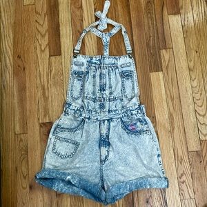 Vintage Acid Wash Halter Overalls